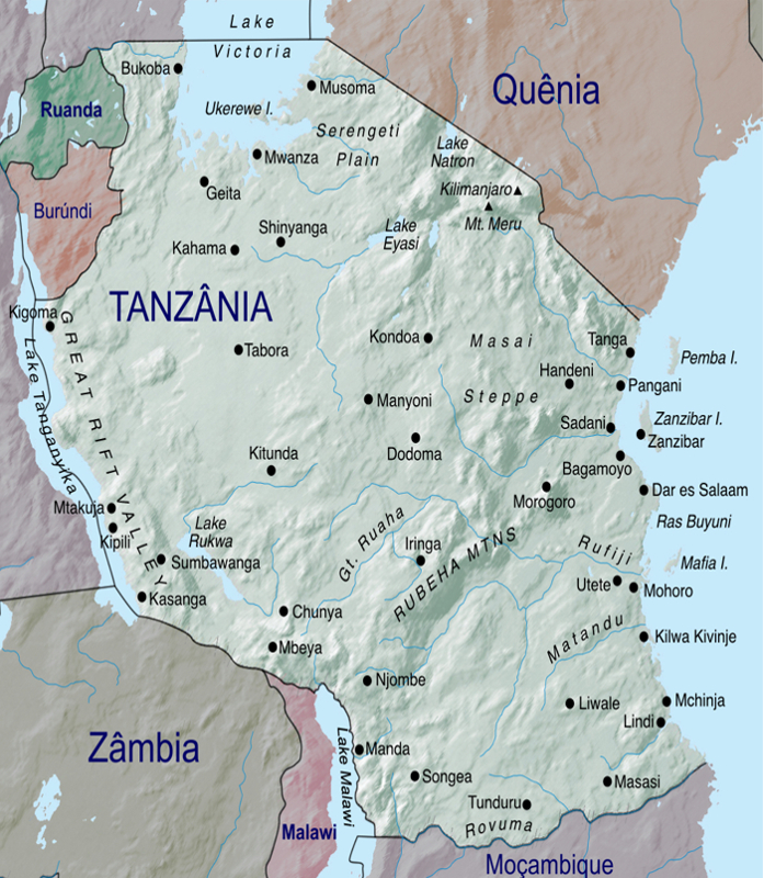 Mapa da Tanzânia